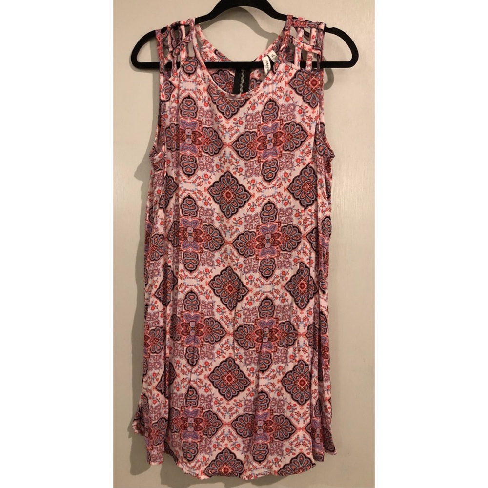 Pink mandala dress with open shoulders